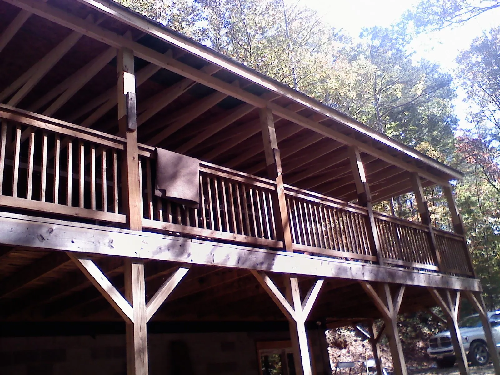 Timber framing under a new elevated porch and deck — Roof Leak Repair in Douglas City by Roofing Brothers